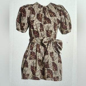 Ulla Johnson short jumpsuit / romper with cut-put back and puff sleeves,  size S